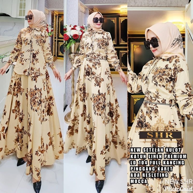 READY  COD  NEW SHR ORI 100% SETCEL One set SETELAN KULOT KATUN LINEN PREMIUM SYAHIRA