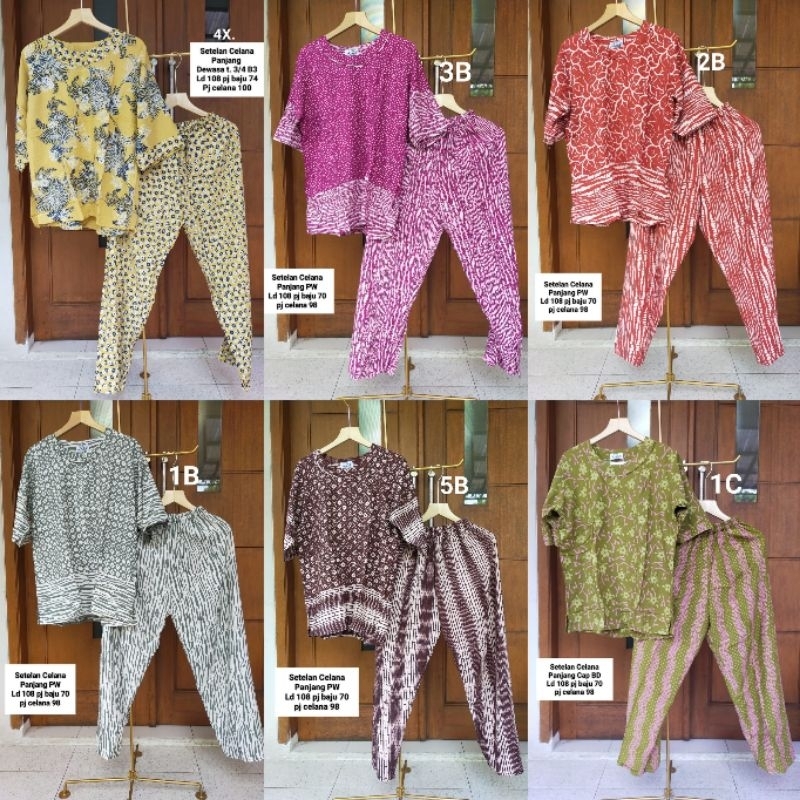 Setelan Celana Panjang Dewasa Batik LuZa Pekalongan || SCP piyama batik lengan pendek oneset baju ti