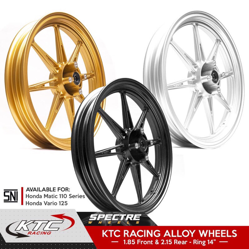 VELG KTC RACING SPECTRE ORIGINAL RING 14 ALLOY WHEELS PALANG 8 VARIO 110 BEAT SCOOPY VARIO 125 150 160 CBS