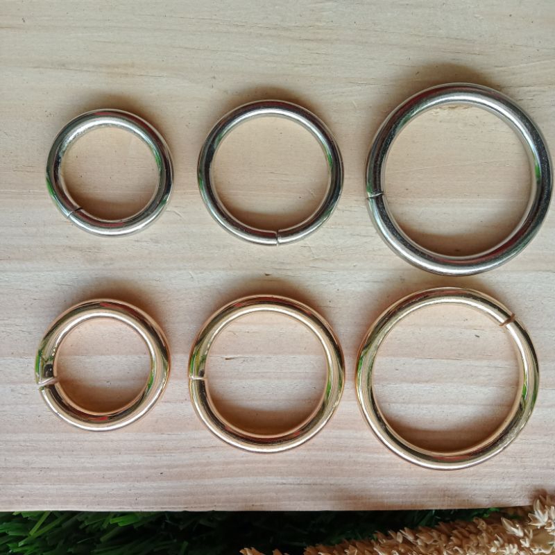 (1 biji) ring O tebal silver dan emas muda