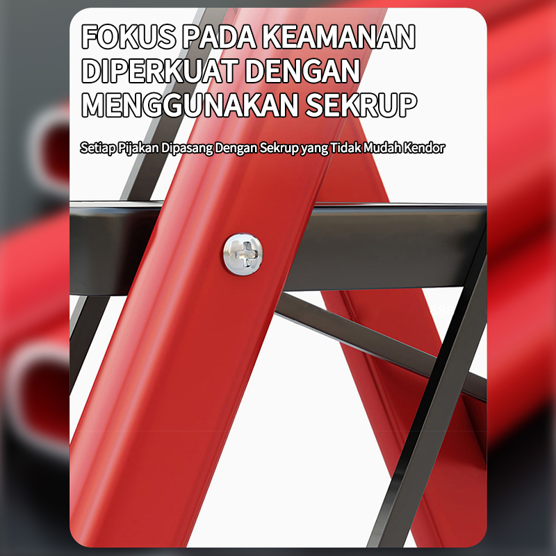 2-6 Steps Paduan Baja Karbon Tangga Langkah Kokoh Tangga Lipat Aluminium Premium untuk Rumah Tangga Bantalan beban 150KG