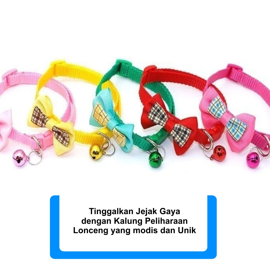 Kalung Kucing Lonceng ZamZam H438 Keren  Tali Leher Hewan Peliharaan lucu Cat Dog Collar Motif Pita