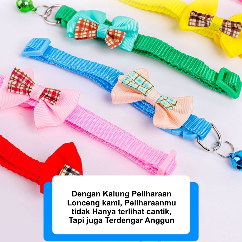 Kalung Kucing Lonceng ZamZam H438 Keren  Tali Leher Hewan Peliharaan lucu Cat Dog Collar Motif Pita