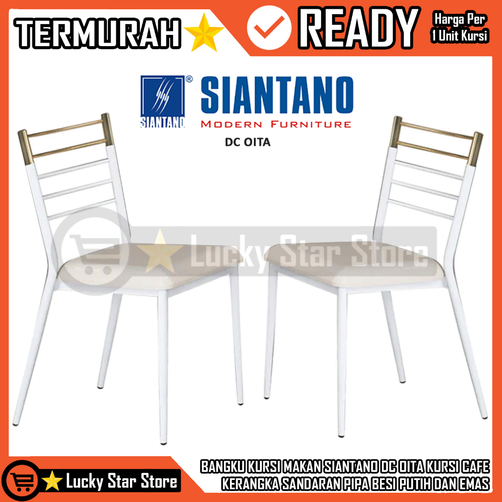 {INSTANT} KURSI BANGKU MAKAN SIANTANO DC OITA KURSI CAFE KURSI SANTAI BESI PUTIH SANDARAN WARNA EMAS