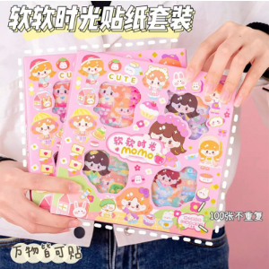 

【CM】Sticker Waterproof Sticker New Momo Box Isi 100 Lembar Aesthetic Waterproof Bening/ Stiker Korea Aesthetic