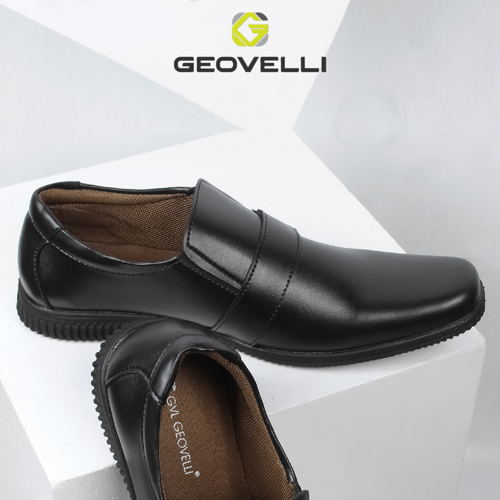 Gvl. Geovelli Sepatu Pantofel Pria Sepatu Kulit Kerja Kantor GL-1941 Sepatu Formal Kerja Kantor Hitam