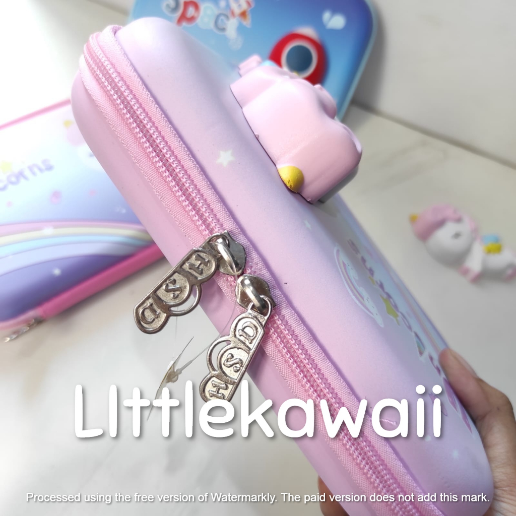 LK/Tempat Kotak Pensil Anak Sekolah Pencil Case Hardcase Timbul Squishy Squizee Unicorn Astronot Import