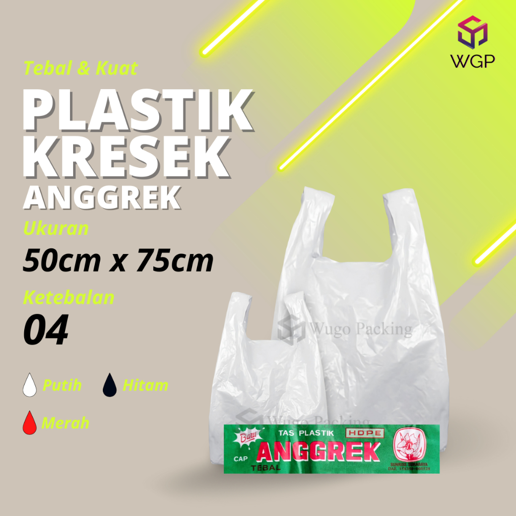 Kresek Anggrek Jumbo Putih Merah Hitam 50x75x04 Kantong Plastik isi 20