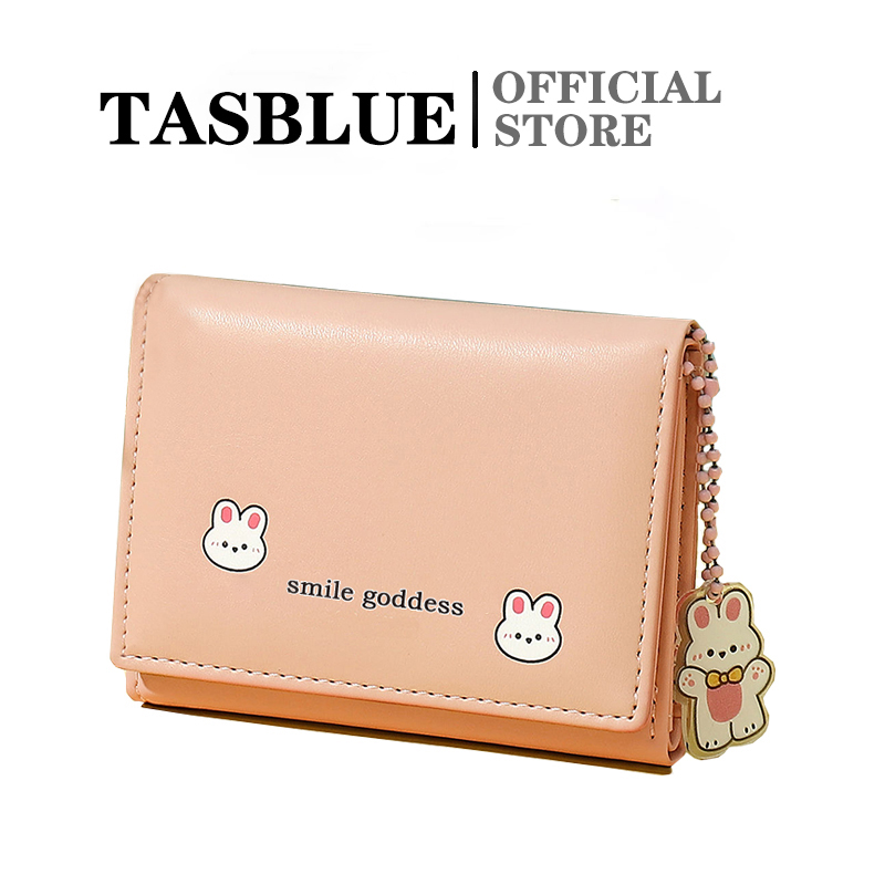 TASBLUE Dompet Pendek Kartun Kelinci Dompet Lipat Tipis Kecil D253 Pemegang Kartu Pelajar Dompet Koin Dompet Mini