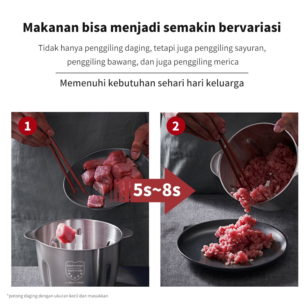 Chopper Blender daging penggiling Meat pro Blender Elektrik Stainless Steel Chopper Grinder Ukuran Besar Hingga besar 2L/3L