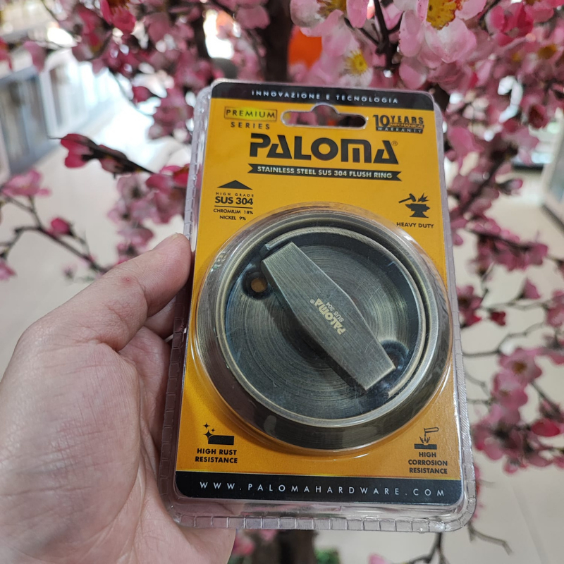 PALOMA FLUSH RING FRP 204 GAGANG PINTU SHAFT DOOR ANTIQUE BRASS