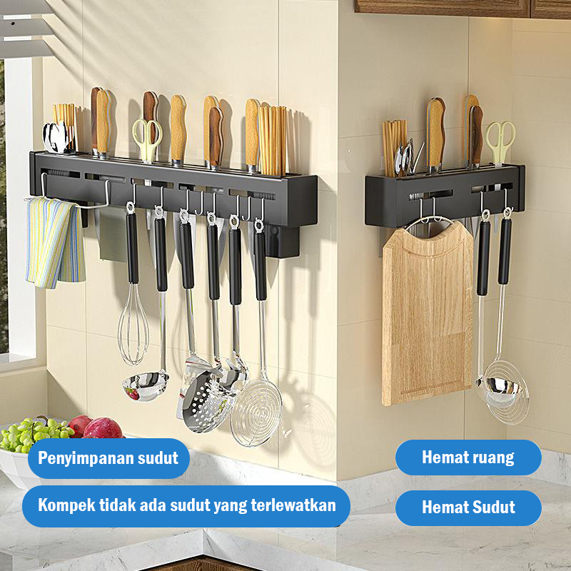 Rak Dapur Gantungan Stainless Steel Tempat Pisau Sendok Garpu