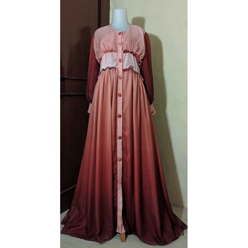 Gamis Mahogani Dress Mahogani Long Dress Korea Dress Gradasi Gamis Pesta Gamis Sifon Dress Sifon