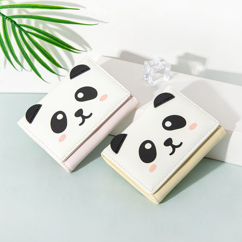 ASIN829 2023 Dompet Pendek Panda Dompet Lipat Tipis Serbaguna D252 Paket Kartu Pelajar Dompet Koin Dompet Mini