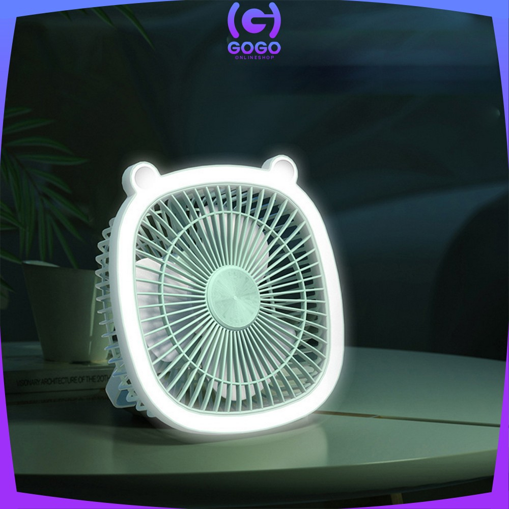 GOGO-C880 Kipas Angin Portable Mini Fan dengan Lampu LED / Kipas Angin Mini Kipas Meja Portable Charger USB Cooling Fan Rechargeable