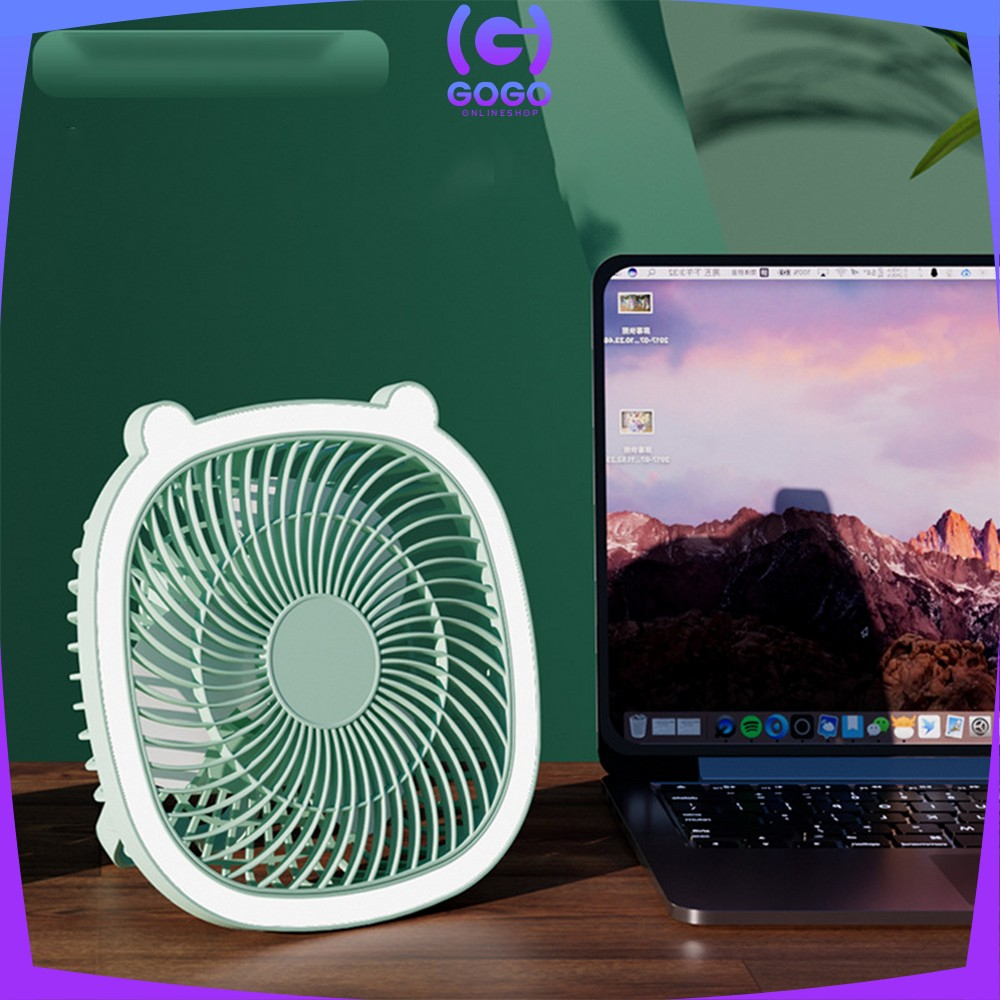 GOGO-C880 Kipas Angin Portable Mini Fan dengan Lampu LED / Kipas Angin Mini Kipas Meja Portable Charger USB Cooling Fan Rechargeable