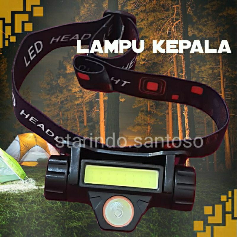 Senter kepala LED rechargeable lampu camping outdoor headlamp kemping reparasi