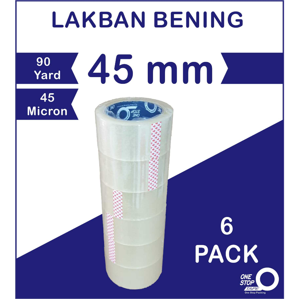 

1 slop / 6 Pack Lakban OPP Tape / Lakban Bening Onestop Tape 90 Yard x 45mm