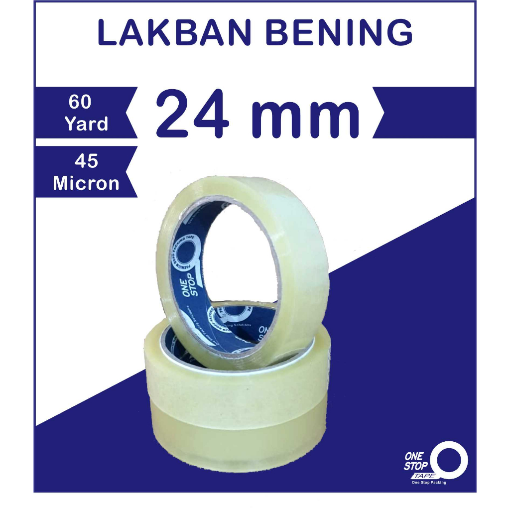 

Selotip OPP Tape Bening Onestop Tape 60 Yard x 24 mm