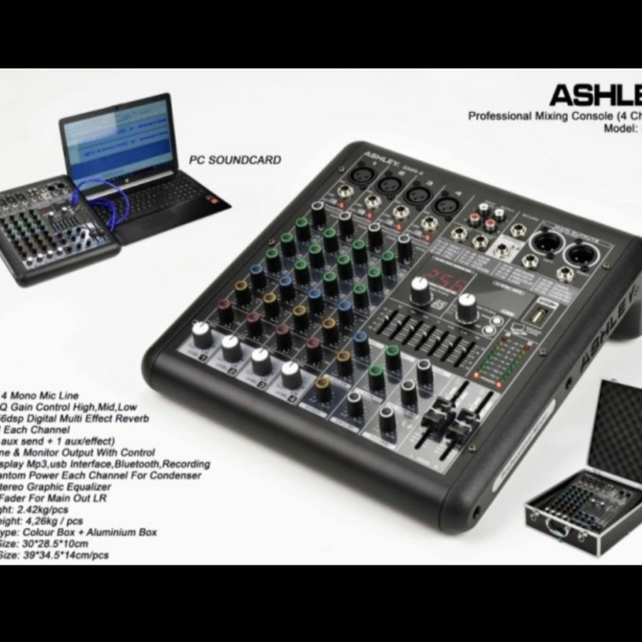Mixer Audio Ashley SMR 4 SMR4 4Channel USB Bluetooth Recording
