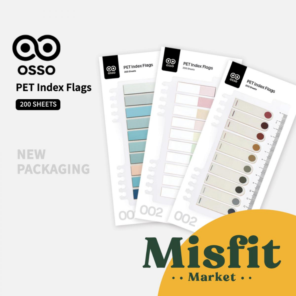 

OSSO PET Sticky Note Index Flag with Ruler (200 pcs) for Loose Leaf Binder Page Mark Marker Pembatas Halaman