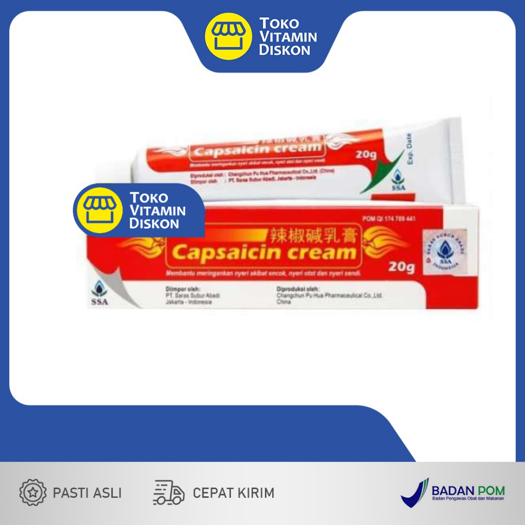 CAPSAICIN CREAM 20GR CREAM NYERI OTOT,PEGAL,DAN NYERI SENDI SSA