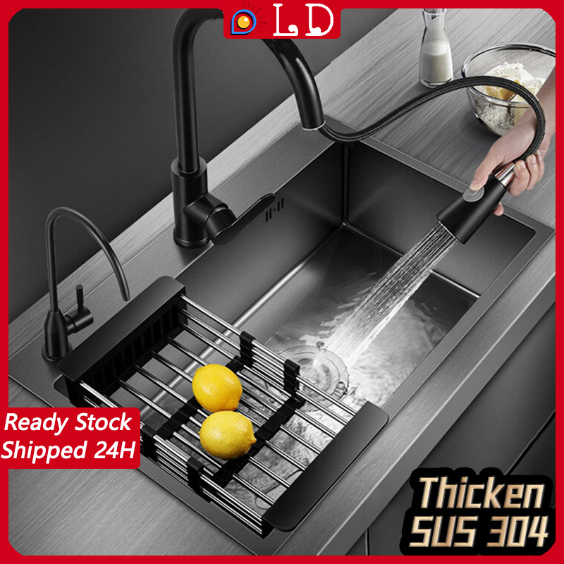 [COD] Lapisan Nano Paket Lengkap Kitchen Sink 6045 BLACK /Bak Cuci Piring Stainless 6045 HITAM