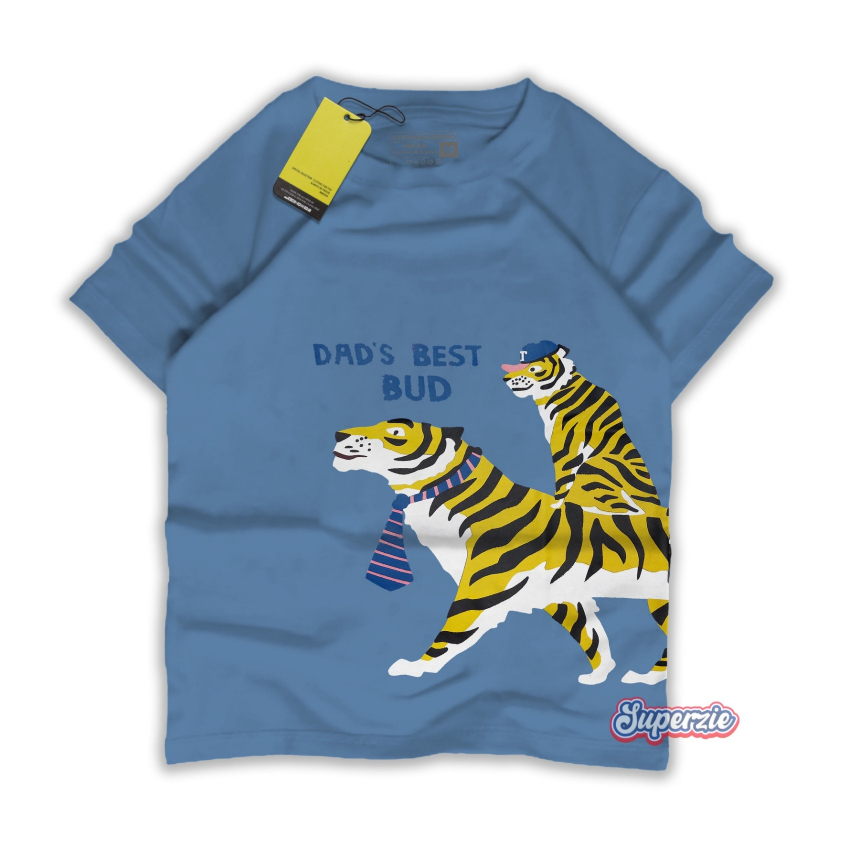 Kaos Anak Distro LakiLaki warna biru denim lucu gambar binatang Cowok 2TIGER DENIM