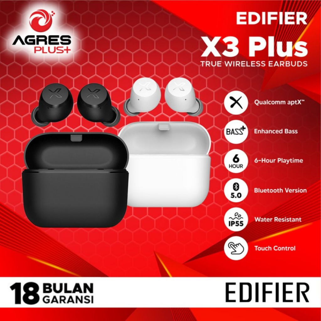 EDIFIER TWS X3 Plus True Wireless Stereo Earbuds IPTX IP55 KADO AGP