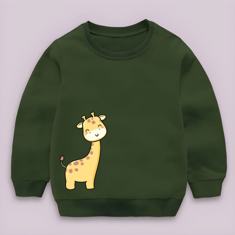 Sweater crewneck anak GIRAFFE baju anak laki laki perempuan size 2-10 tahun