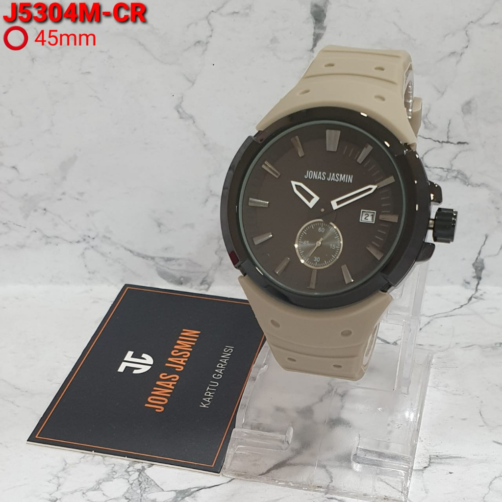 JAM TANGAN WANITA JONAS JASMIN HB004 CHRONO AKTIF TALI RUBBER TANGGAL AKTIF