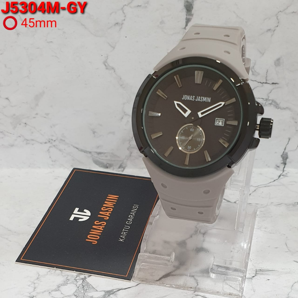 JAM TANGAN WANITA JONAS JASMIN HB004 CHRONO AKTIF TALI RUBBER TANGGAL AKTIF