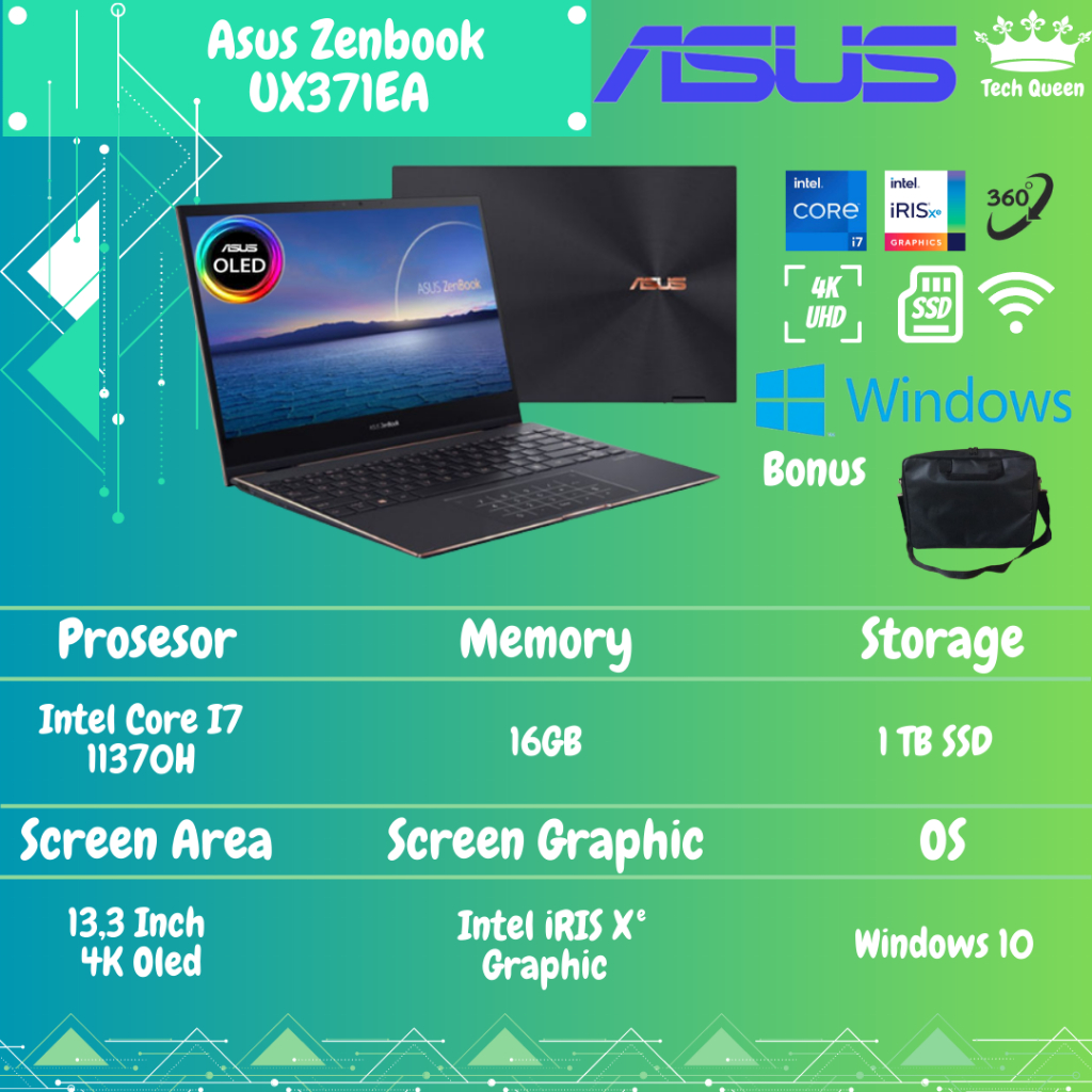 Asus Zenbook Flip UX371EA OLED 4K UHD TOUCH I7 1165G7 16GB 1TBSSD W10PRO 13.3