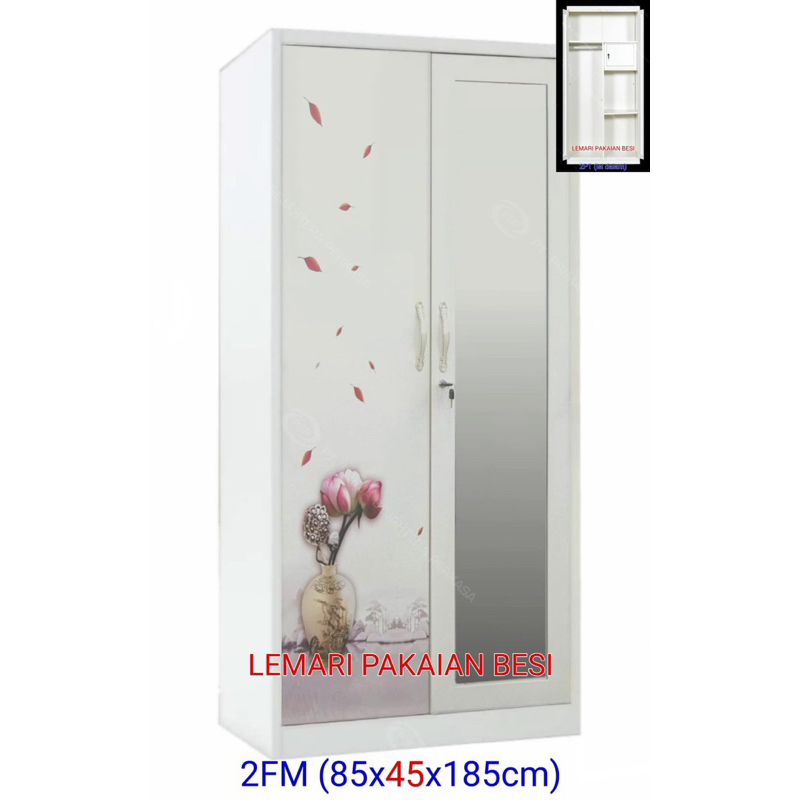 LEMARI PAKAIAN BESI 2 PINTU UK 85 x 45 x 185 CM [ BATAM ]