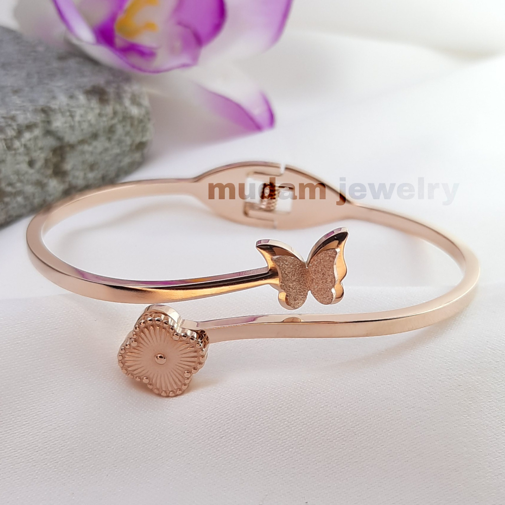 Gelang Bangle Kupu - Kupu Dengan Motif Bunga