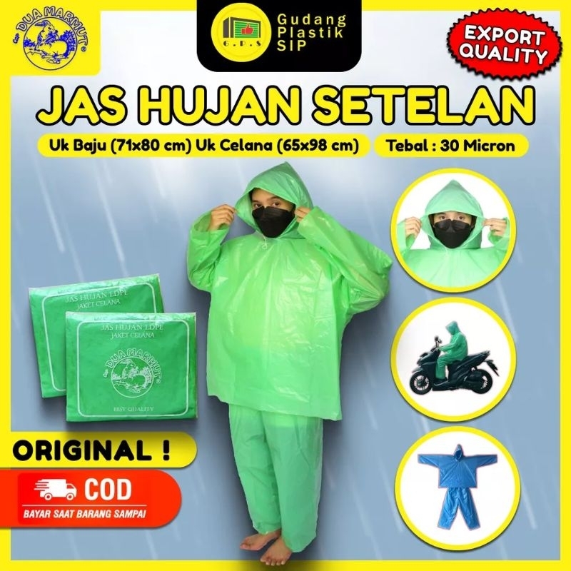 Jas Hujan Plastik LDPE Jaket Celana Setelan Tebal Murah  / Quality