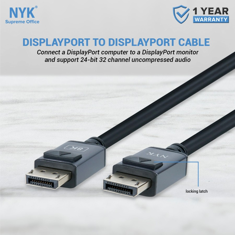 Kabel Display Port DP To Display Port DP Cable NYK 8K GOLD Plated