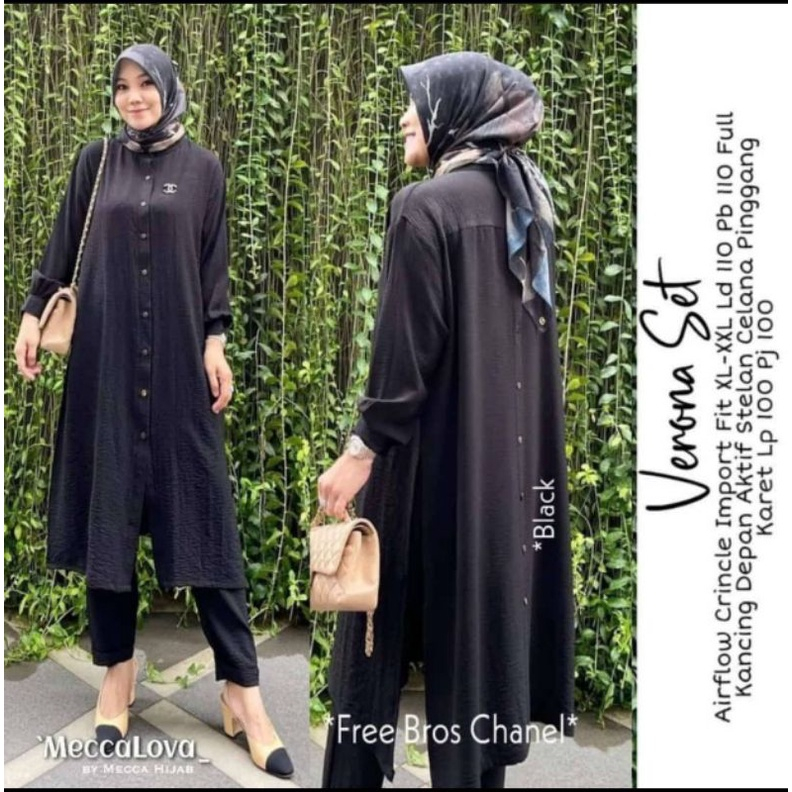 Baju Muslim Elegan Perempuan Verona Setcell Simpel Terbaru Murah Cewek Wanita Tunik Setcel Idul Fitr