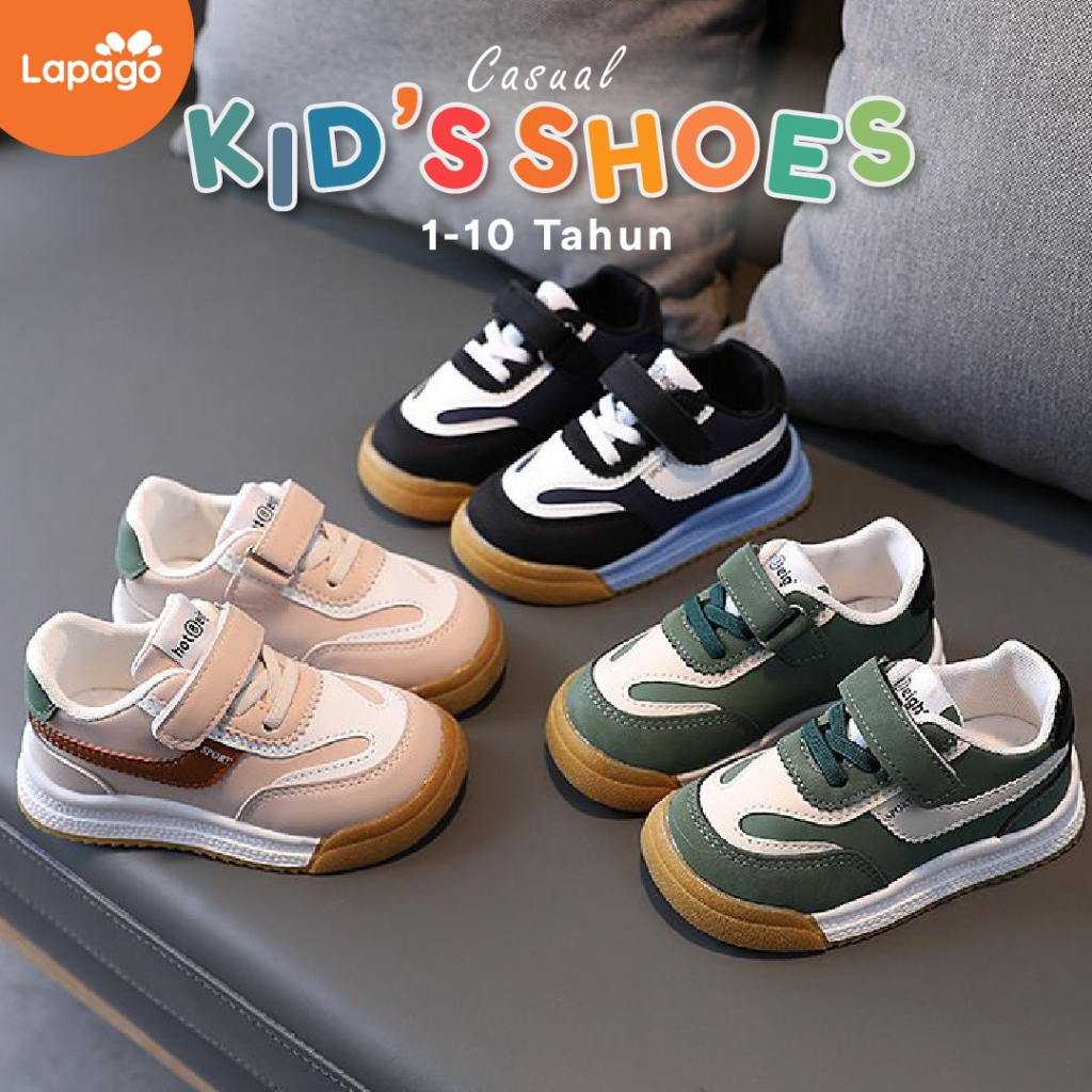 LAPAGO - Sepatu Sneaker Anak Laki Laki Perempuan Casual Sport Usia 3 - 8 Tahun Type MCO