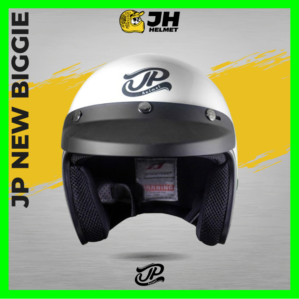 Helm Retro JP New Bigie Solid Pearl White | White Glossy | Helm JPX Retro Half Face | JUAL HELM