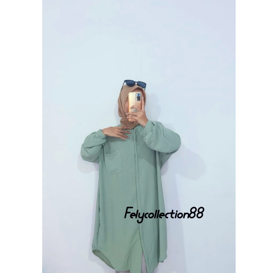 KEMEJA TUNIK JUMBO//TUNIK POLOS CRINGKLE KEKINIAN SR.006