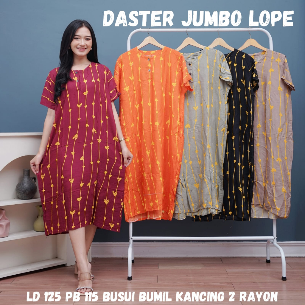 DASTER JUMBO LOPE BUSUI BUMIL LD 125-130/PJ 115 DADA KANCING BAHAN RAYON ADEM KUALITAS TERJAMIN