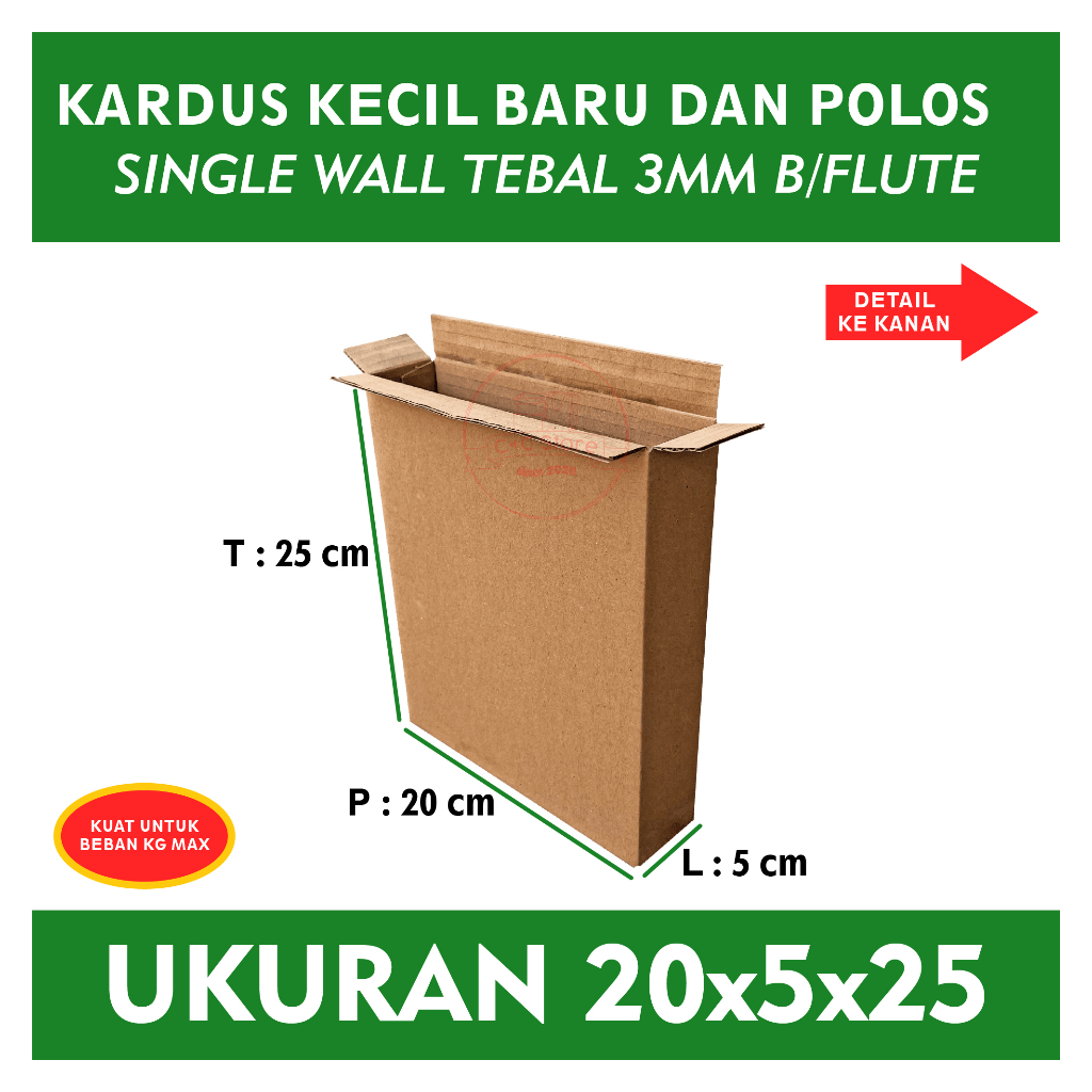 

Kardus Box Karton Packing Polos 20x5x25