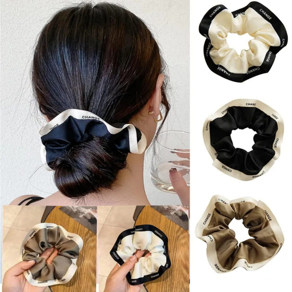 kat Rambut Scrunchie Satin Glossy Schunchies Cepol Hijab Kunciran Wanita Gaya Korea