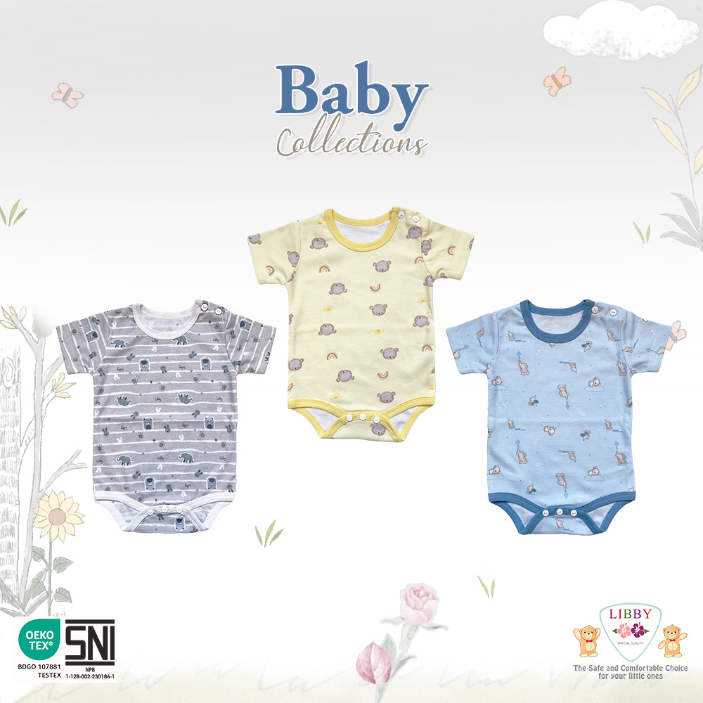 LIBBY MURAH BAJU KODOK SEGITIGA ( BKD3PR ) JUMPER ROMPER BAYI HANSOP BABY BODYSUIT