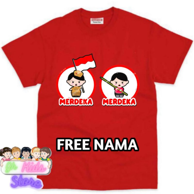 Baju anak/kaos anak gambar kemerdekaan 17 Agustus/free name