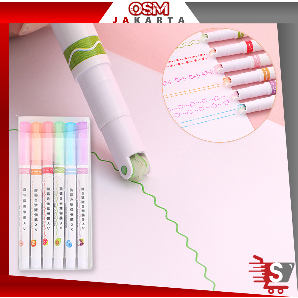 

OSM JKT S5877 Pena Garis Warna Bermotif / Spidol Garis Aesthetic / Roll Line Marker Estetik / Pulpen Highlighter / Spidol Garis Line Marker