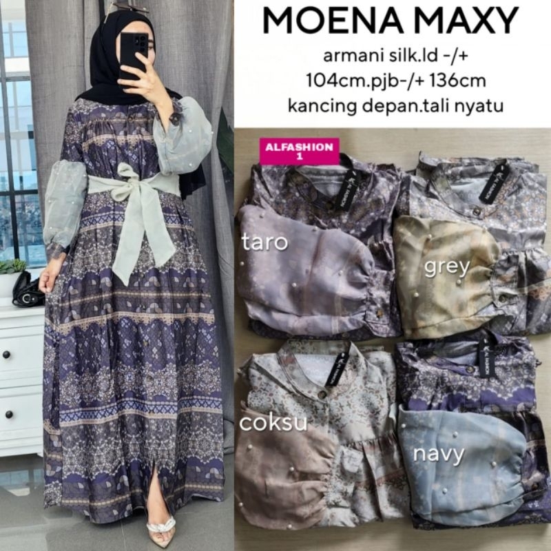 Dress Moena /Emelly Maxy Dress Cewek Dress Dewasa Dress Kekinian Dress Armany Silk /Polo Linen LD 10