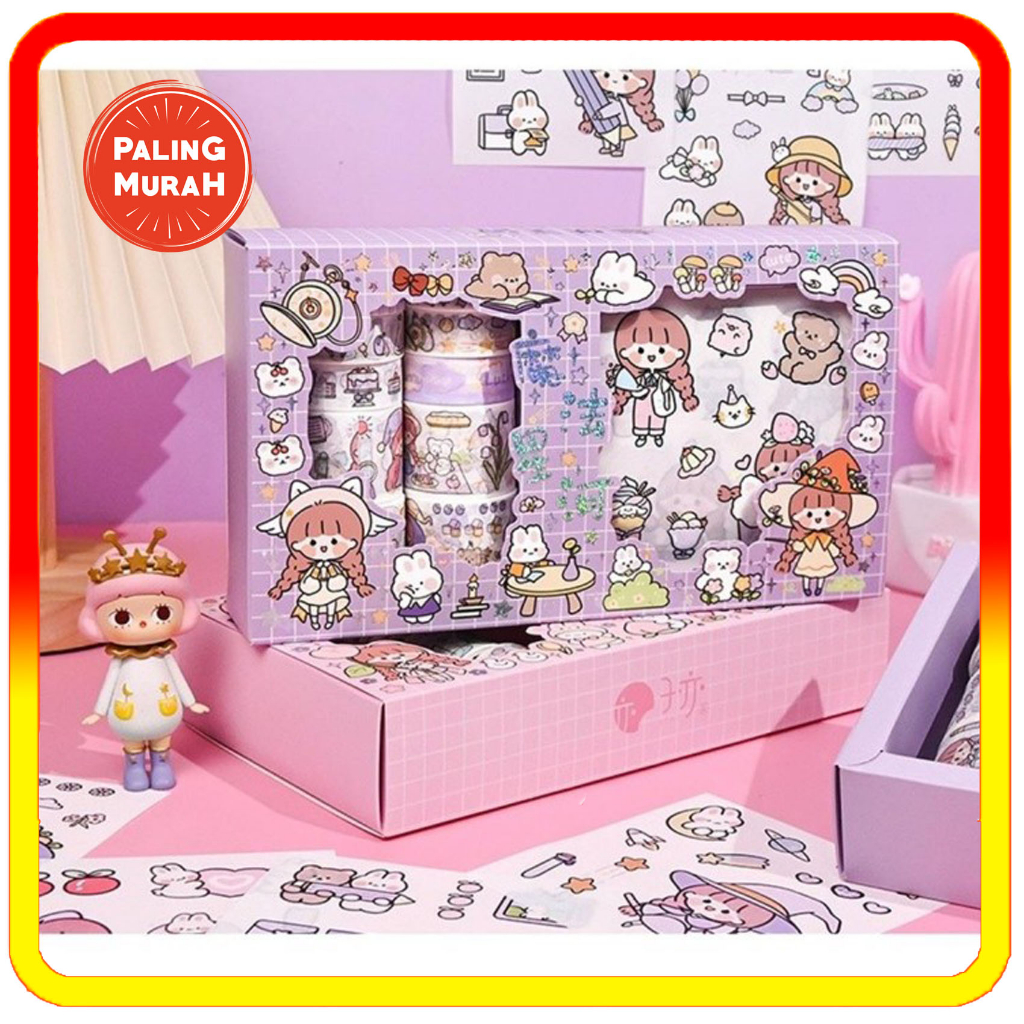 

CL Stiker Momo Washi Tape Roll - Washi Tape Roll Masking Sticker MOMO Washi Tape Sticker Momo Roll Set Box Aesthetic Korea Cute Stiker Viral