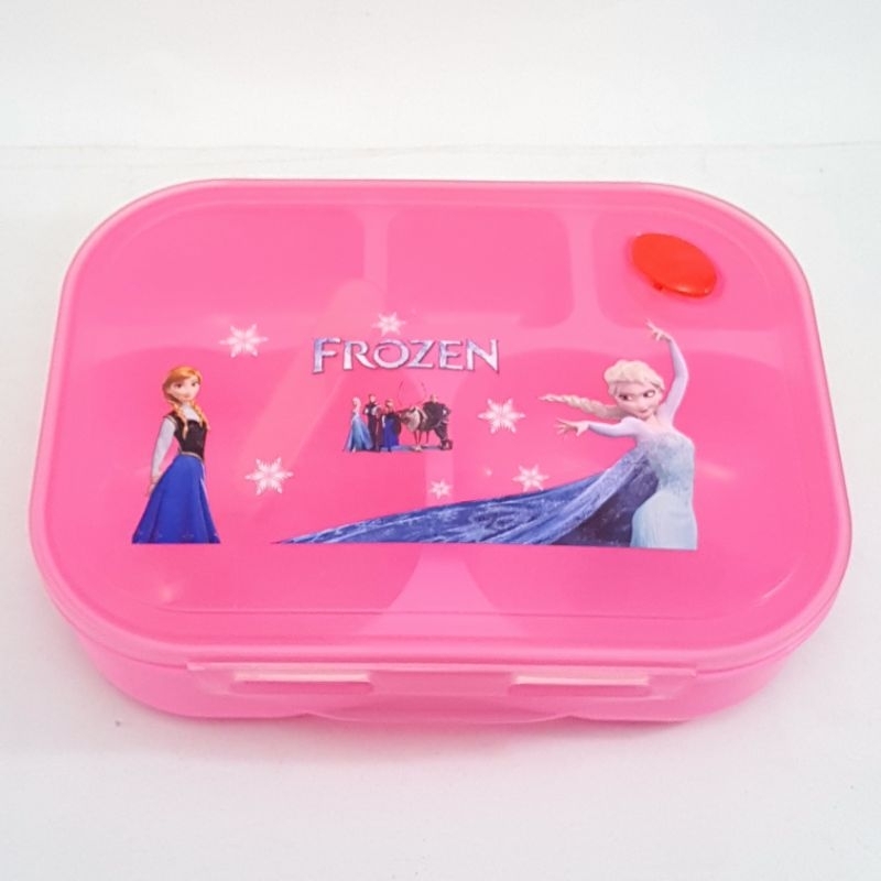 Tempat Makan Plastik Kotak 5 Sekat Frozen Pink